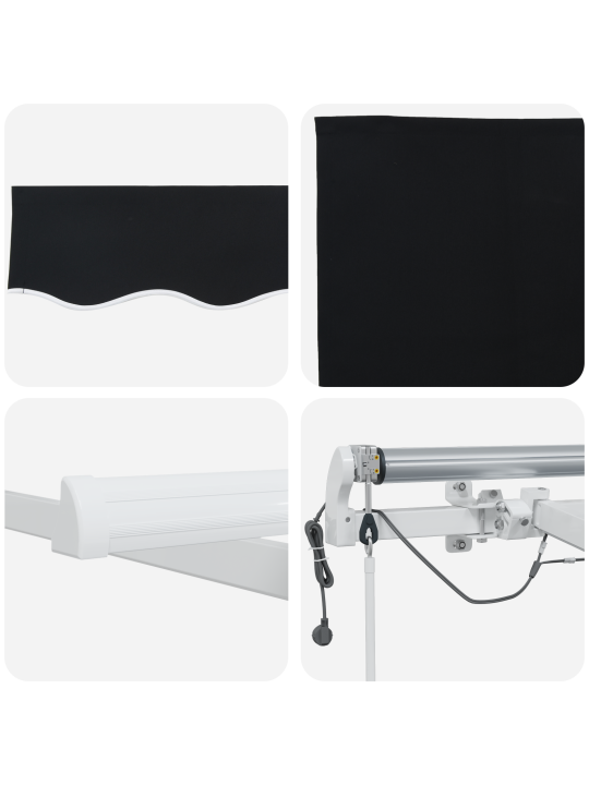 Automatická vysouvací markýza s led černá 600x300 cm, náhradní tkanina pro rám 6x3 m černá