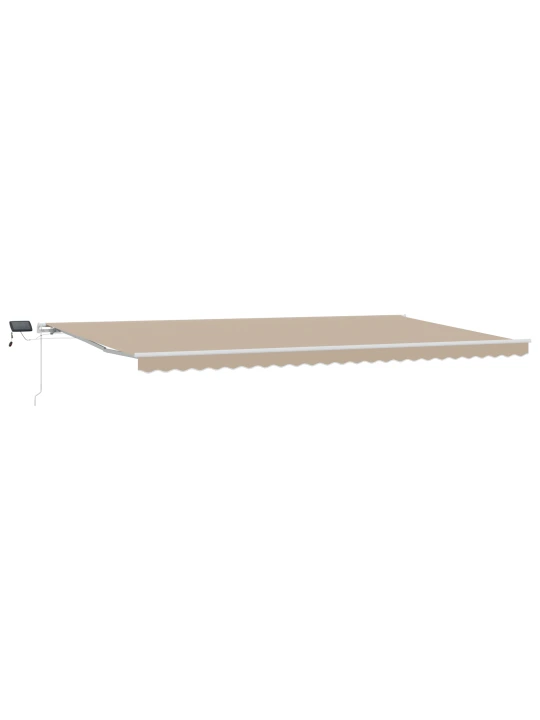 Béžová ručně ovládaná vysouvací markýza s led 600x300 cm, látka pro výměnu markýzy pro rám 6x3 m béžová