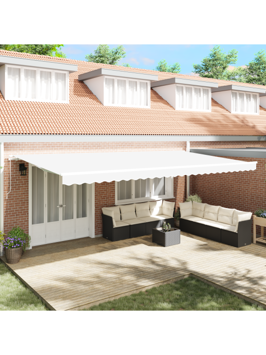 Ruční výsuvná markýza bílá 600x300 cm, náhradní tkanina pro markýzu 6x3 m bílá