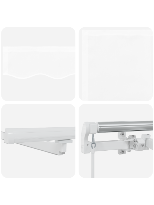 Manuální vysouvací markýza s led bílá 600x300 cm, náhradní akrylová textilie pro rám 6x3 m bílá