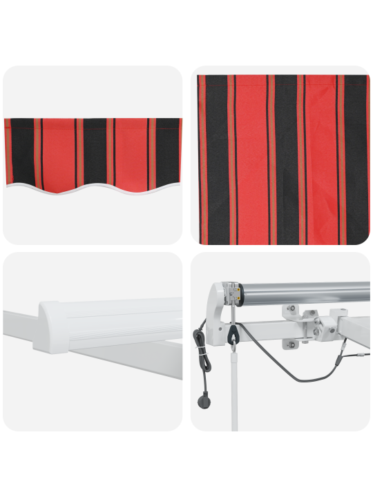 Automatická zasouvací markýza s led oranžová a hnědá 600x350 cm