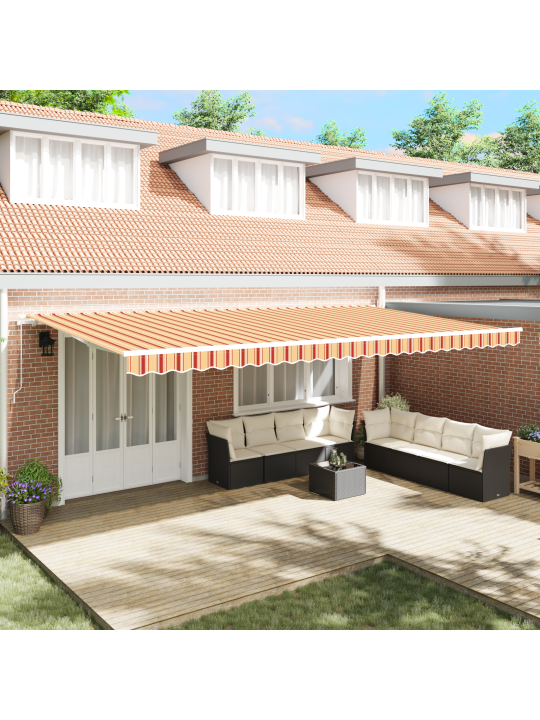 Ruční výsuvná markýza žlutá a oranžová 600x350 cm