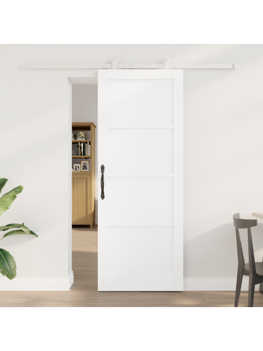 Bílé posuvné dveře s hardwarem 'orkdal'z masivního borovicového dřeva, vnitřní dveře 'orkdal'bílé 78x202x4 cm z masivního borovicového dřeva