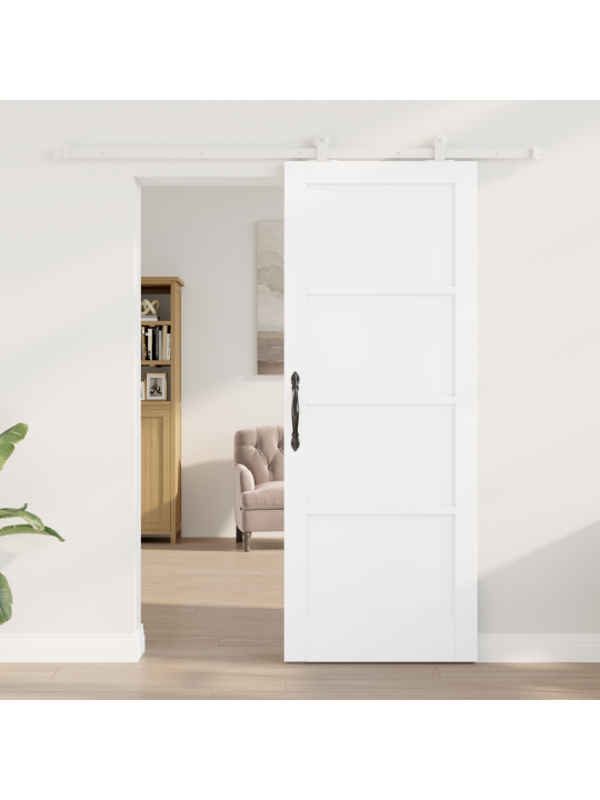 Bílé posuvné dveře s hardwarem 'orkdal'z masivního borovicového dřeva, vnitřní dveře 'orkdal'bílé 78x202x4 cm z masivního borovicového dřeva