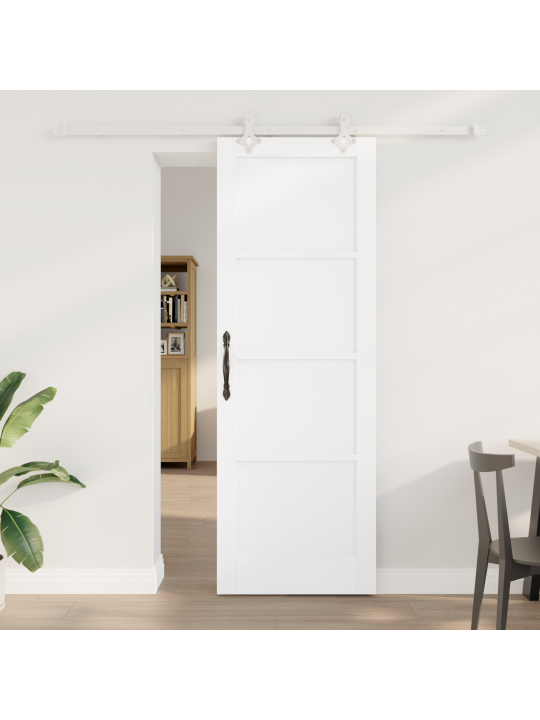 Posuvné dveře s kovaním bílá 73,5x211 cm masivní dřevo borovice, interiérové dveře "orkdal" bílá 73,5x211x4 cm masivní dřevo borovice
