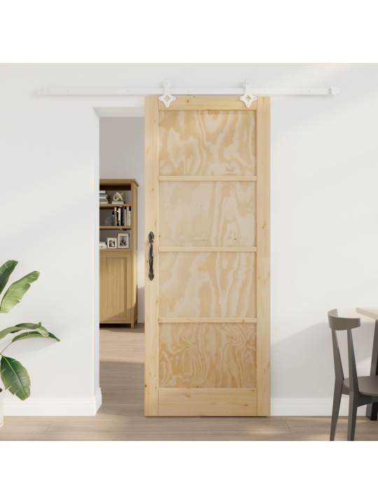 Posuvný dveře se sadou hardwaru 83x211 cm z masivního borového dřeva, interiérový dveře "orkdal" 83x211x4 cm z masivního borového dřeva