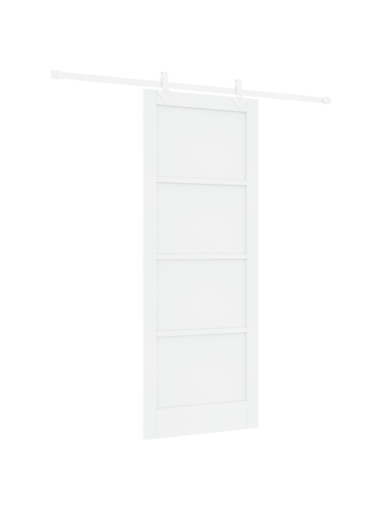 Posuvné dveře se sadou kování bílá 83x211 cm masivní dřevo borovice, interiérové dveře 'orkdal'bílá 83x211x4 cm masivní dřevo borovice