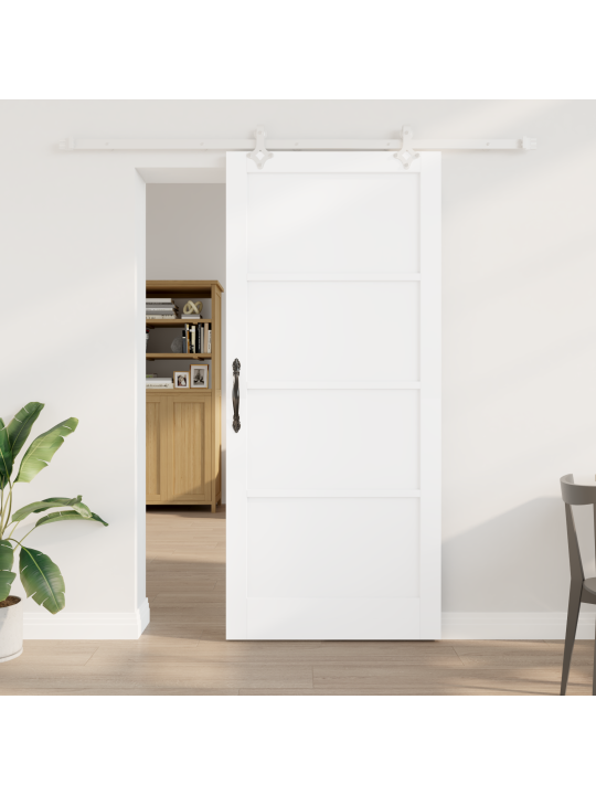 Posuvné dveře s kovaním bílá 93x211 cm kvalitní dřevo borové