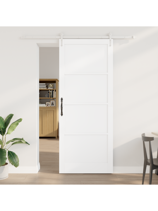 Posuvné dveře se sadou hardwaru bílé 93x232 cm masivní dřevo borové, interiérové dveře 'orkdal'bílé 93x232x4 cm masivní dřevo borové