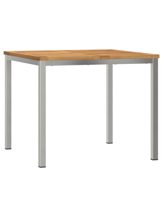 3dílný zahradní jídelní set z masivního akáciového dřeva, venkovní jídelní stůl 90x90x74.5 cm z masivního akáciového dřeva, skládací zahradní židle 2 ks z masivního akáciového dřeva a oceli
