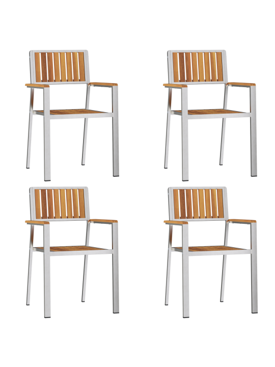 5dílný zahradní jídelní set z masivního akáciového dřeva, venkovní jídelní stůl 150x90x75 cm z masivního akáciového dřeva, skládací zahradní židle 4 ks z masivního akáciového dřeva a kovu