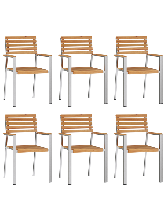 Stohovatelné zahradní židle 6 ks 54,5x56x89 cm z masivního teaku