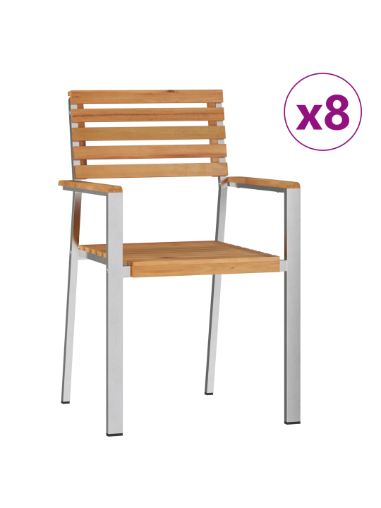 Stohovací zahradní židle 8 ks 54,5x56x89 cm masivní dřevo teak
