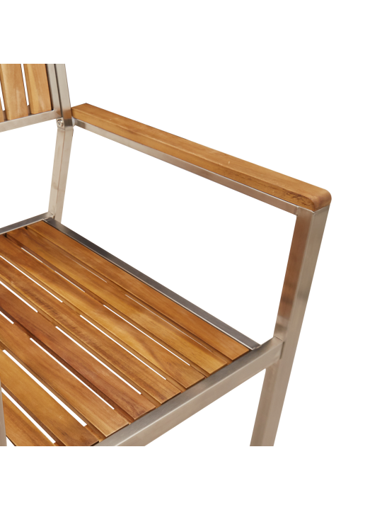 Sada 8 stohovatelných zahradních židlí 54.5x56x87 cm z masivního akáciového dřeva, sada 4 stohovatelných zahradních židlí z masivního akáciového dřeva a kovu