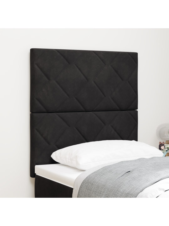 Čelo postele s diamantovým blokem, černé, 80 cm samet