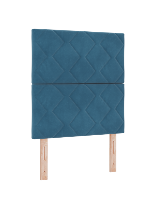 Čelo postele s diamantovým blokovým designem tmavě modré 80 cm samet