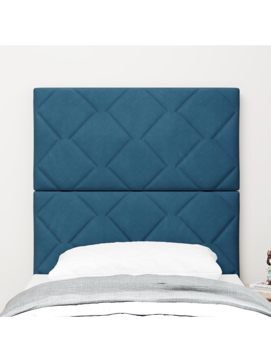 Čelo postele s diamantovým blokovým designem tmavě modré 80 cm samet