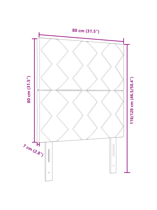 Růžové sametové čelo postele - 80 cm