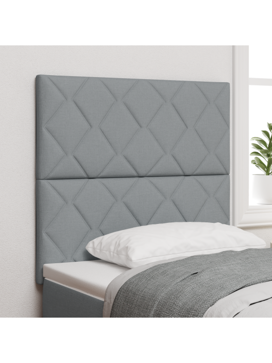 Čalouněné čelo postele s designem diamantových bloků, světle šedé, 90 cm, tkanina