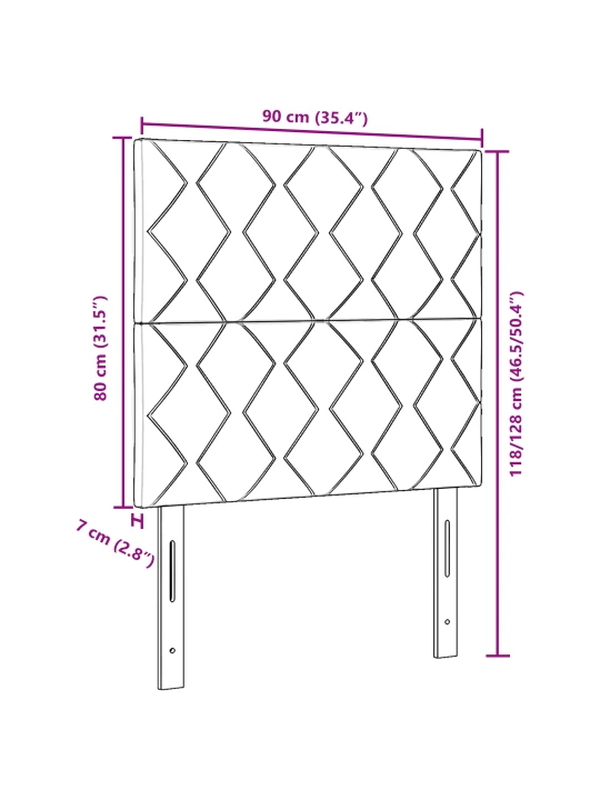 Čelo postele s designem diamantových bloků tmavě šedé 90 cm textilie