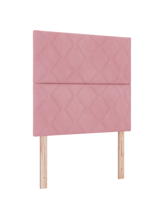 Růžové čelo postele s diamantovými bloky 90 cm samet