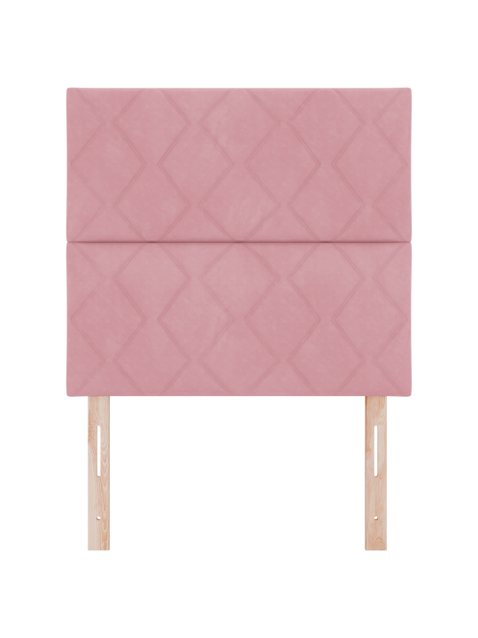 Růžové čelo postele s diamantovými bloky 90 cm samet