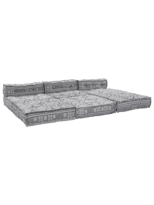 4-místný modulární sofa pouf přestavitelná světle šedá látka