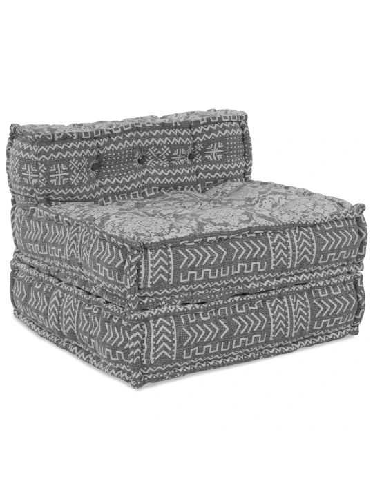 4-místný modulární sofa pouf přestavitelná světle šedá látka