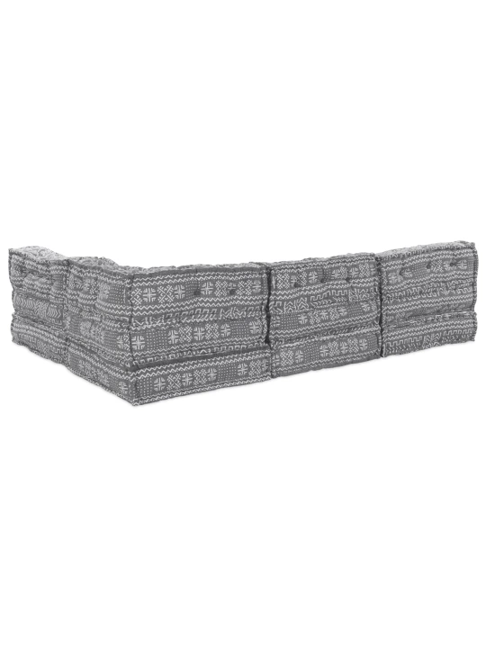 4-místný modulární sofa pouf přestavitelná světle šedá látka
