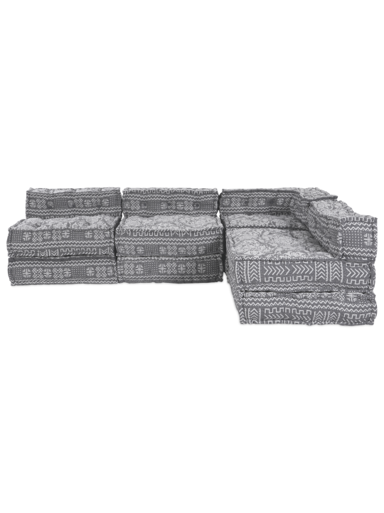 4-místný modulární sofa pouf přestavitelná světle šedá látka