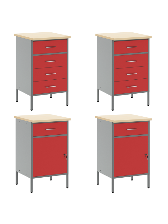 10dílná pracovní skříň a pegboard sada, červená, mdf a kov