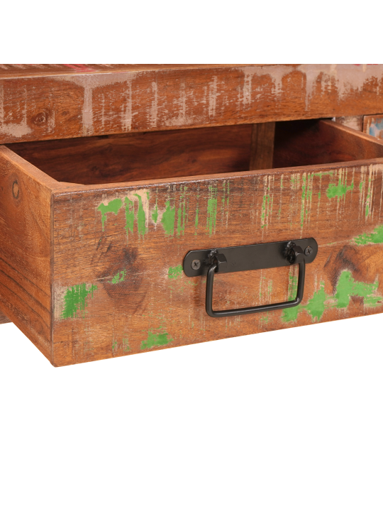 Sada konzolových stolů 2 se zásuvkami, vícebarevné masivní dřevo, konzolový stolek se zásuvkami 160x33x75 cm masivní recyklované dřevo