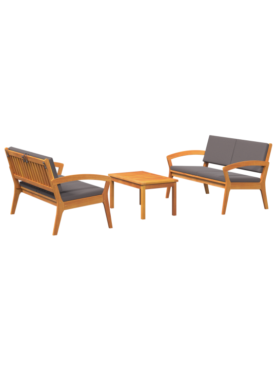 3-dílný bistro set s polštáři - masivní akáciové dřevo