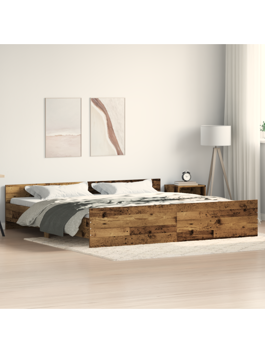Rám postele staré dřevo 200x200 cm zpracované dřevo