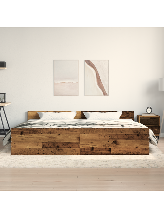 Rám postele staré dřevo 200x200 cm zpracované dřevo