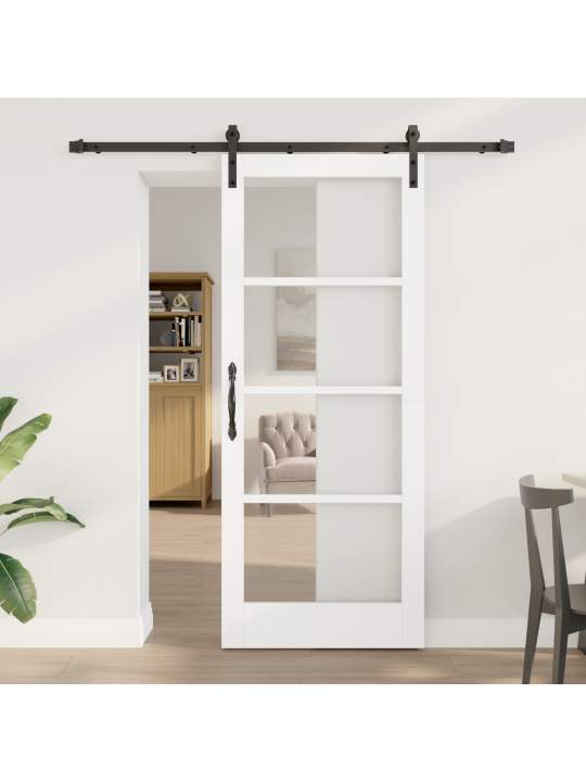Posuvný dveře s hardwarem 'orkdal'bílý masivní dřevo & sklo, vnitřní dveře se sklem 'orkdal'bílý 83x202x4 cm