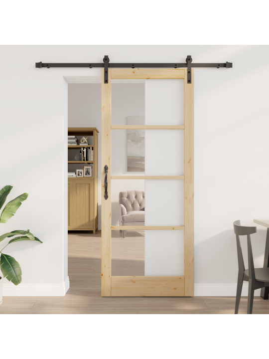 Posuvné dveře se sadou kování 'orkdal'masivní dřevo a sklo, interiérové dveře se sklem 'orkdal'86x211x4 cm masivní dřevo borovice