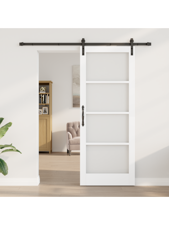 Posuvné dveře s hardware sadou 'orkdal'bílá z masivního dřeva a skla, interiérové dveře se sklem 'orkdal'bílá 83x211x4 cm