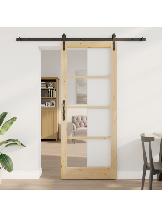 Posuvné dveře se sadou kování 'orkdal'solidní dřevo a sklo, interiérové dveře se sklem 'orkdal'86x211x4 cm solidní dřevo borovice