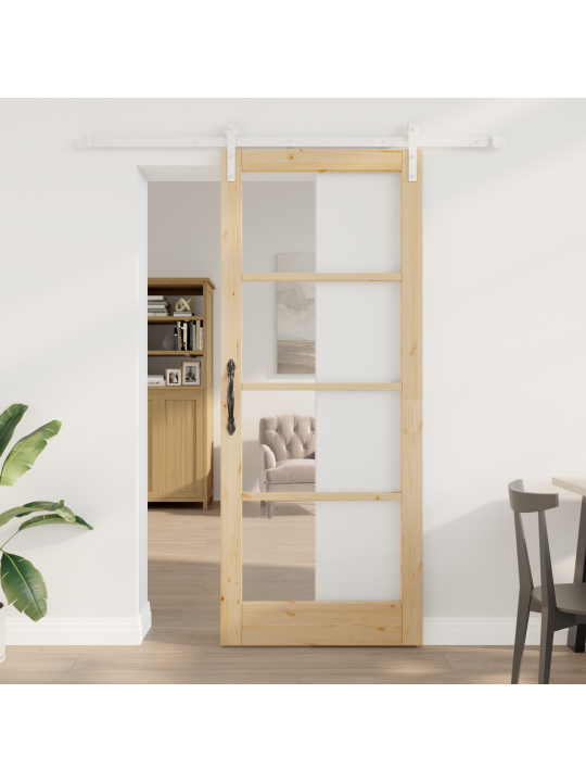 Posuvné dveře se sadou kování 'orkdal'masivní dřevo a sklo, interiérové dveře se sklem 'orkdal'86x211x4 cm masivní borovicové dřevo