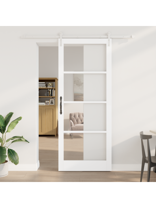 Posuvné dveře se sadou hardware 'orkdal'bílá masivní dřevo a sklo