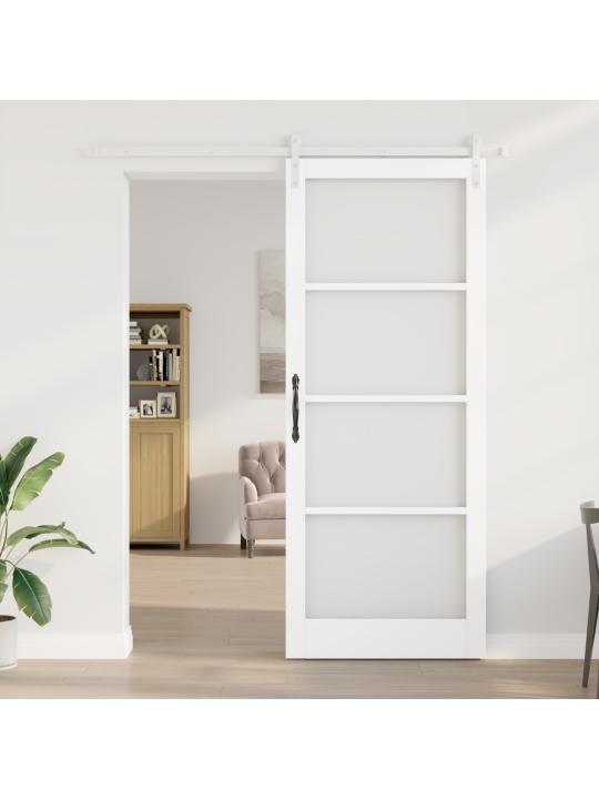 Posuvné dveře se sadou hardware 'orkdal'bílá masivní dřevo a sklo