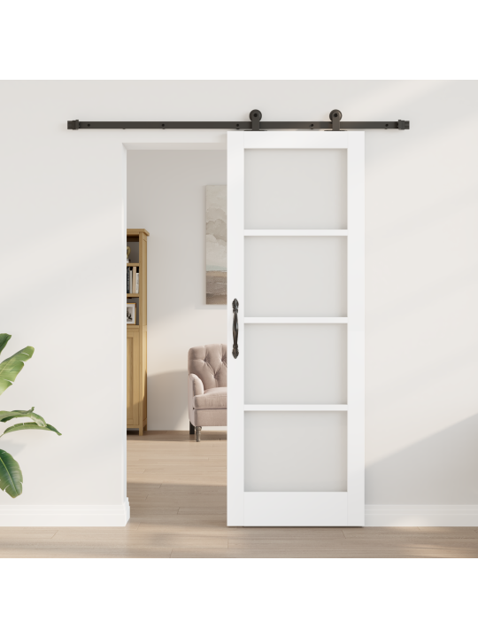 Posuvné dveře s hardwarem 'orkdal'bílé z masivního dřeva a skla, vnitřní dveře se sklem 'orkdal'bílé 73,5x211x4 cm