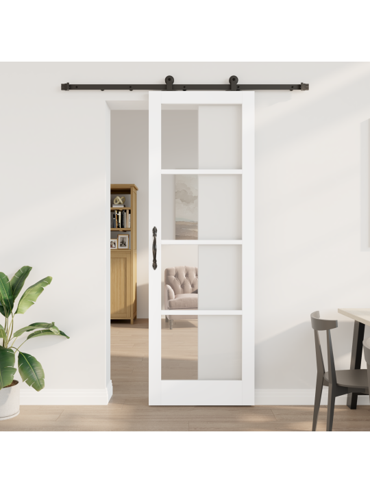 Posuvné dveře s hardwarovým setem 'orkdal'bílá masivní dřevo a sklo, interiérové dveře se sklem 'orkdal'bílá 78x232x4 cm