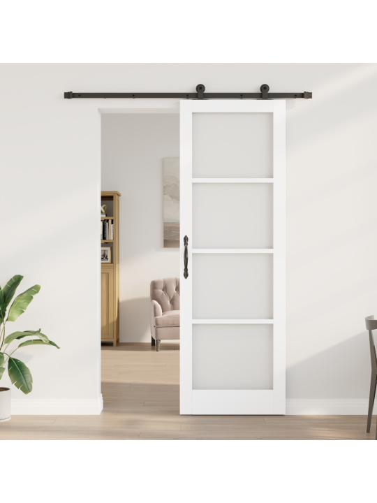 Posuvné dveře s hardwarovým setem 'orkdal'bílá masivní dřevo a sklo, interiérové dveře se sklem 'orkdal'bílá 78x232x4 cm