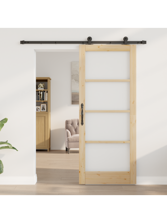 Posuvné dveře s hardwarem 'orkdal'z masivního dřeva a skla, interiérové dveře se sklem 'orkdal'83x202x4 cm z masivního borového dřeva