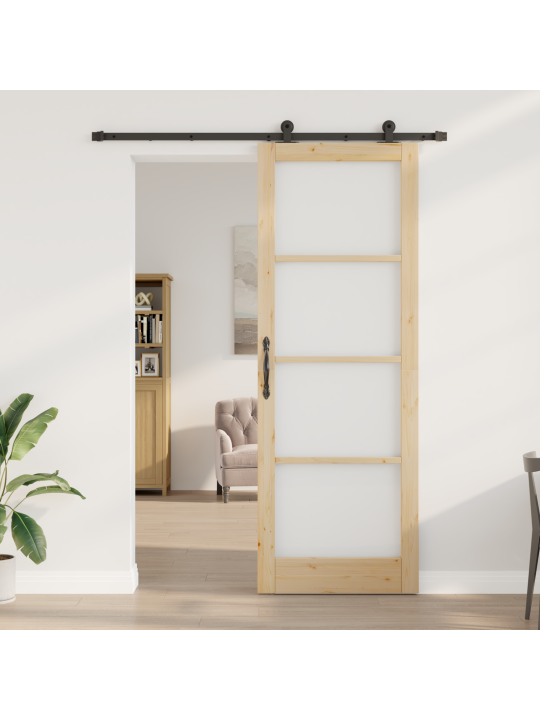 Posuvné dveře 'orkdal'z masivního dřeva a skla, interiérové dveře se sklem 'orkdal'83x232x4 cm z masivního borového dřeva