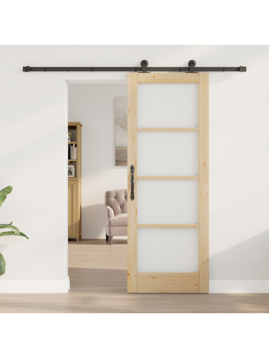 Posuvné dveře s hardwarem 'orkdal'z masivního dřeva a skla, interiérové dveře se sklem 'orkdal'73.5x198.5x4 cm z masivního dřeva borovice