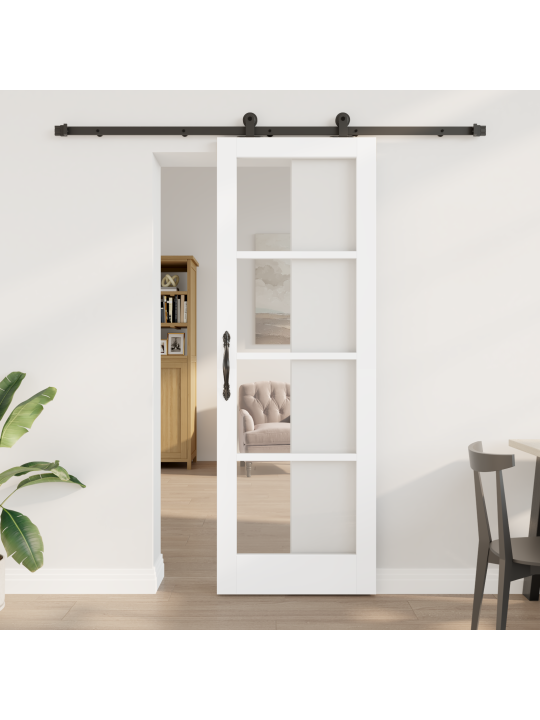 Posuvné dveře s hardwarovou sadou 'orkdal'bílá masivní dřevo a sklo, interiérové dveře se sklem 'orkdal'bílá 73,5x211x4 cm