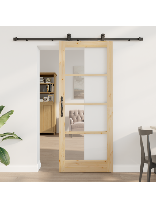 Posuvné dveře s hardwarovou sadou 'orkdal'masivní dřevo a sklo, interiérové dveře se sklem 'orkdal'83x202x4 cm masivní borové dřevo